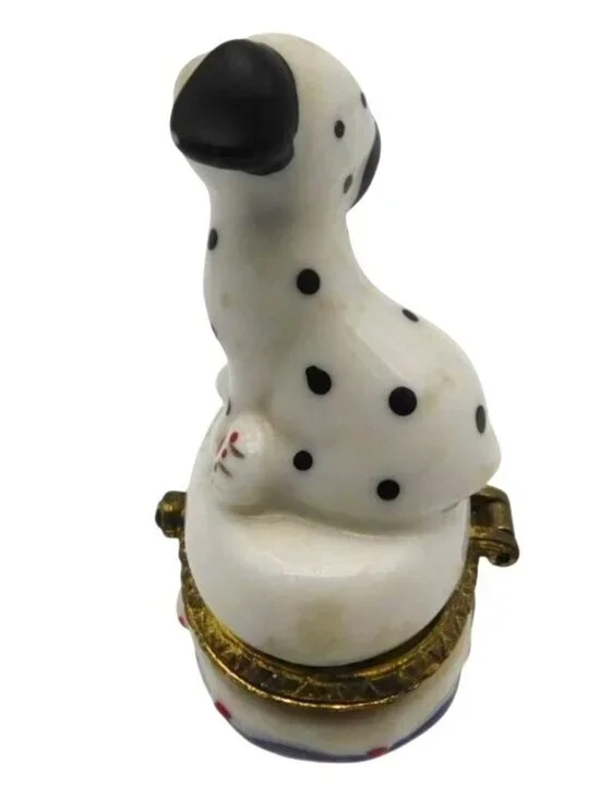 Dalmatian Dog Puppy Porcelain Trinket Box Hinged - Picture 3 of 8